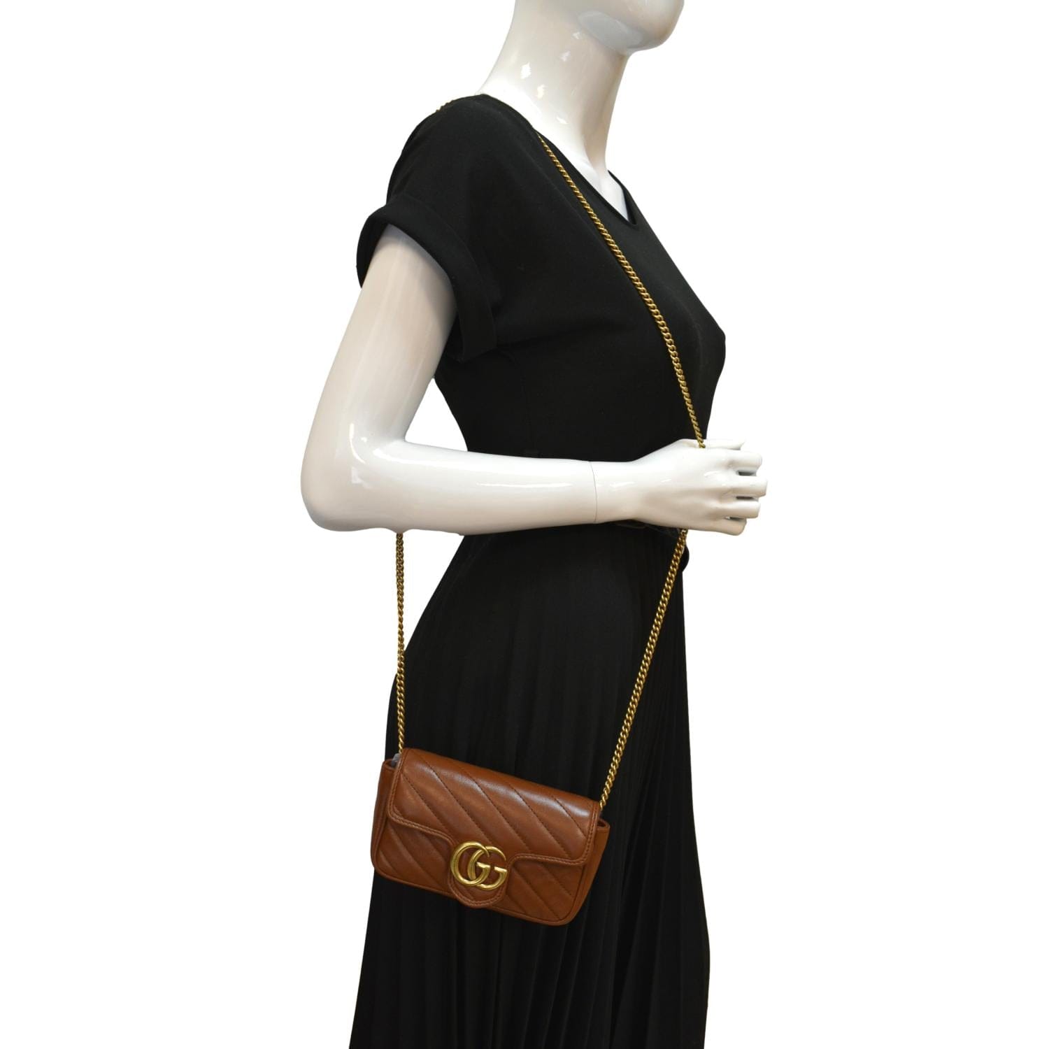 Gucci Marmont Super Crossbody Bag Leather Brown