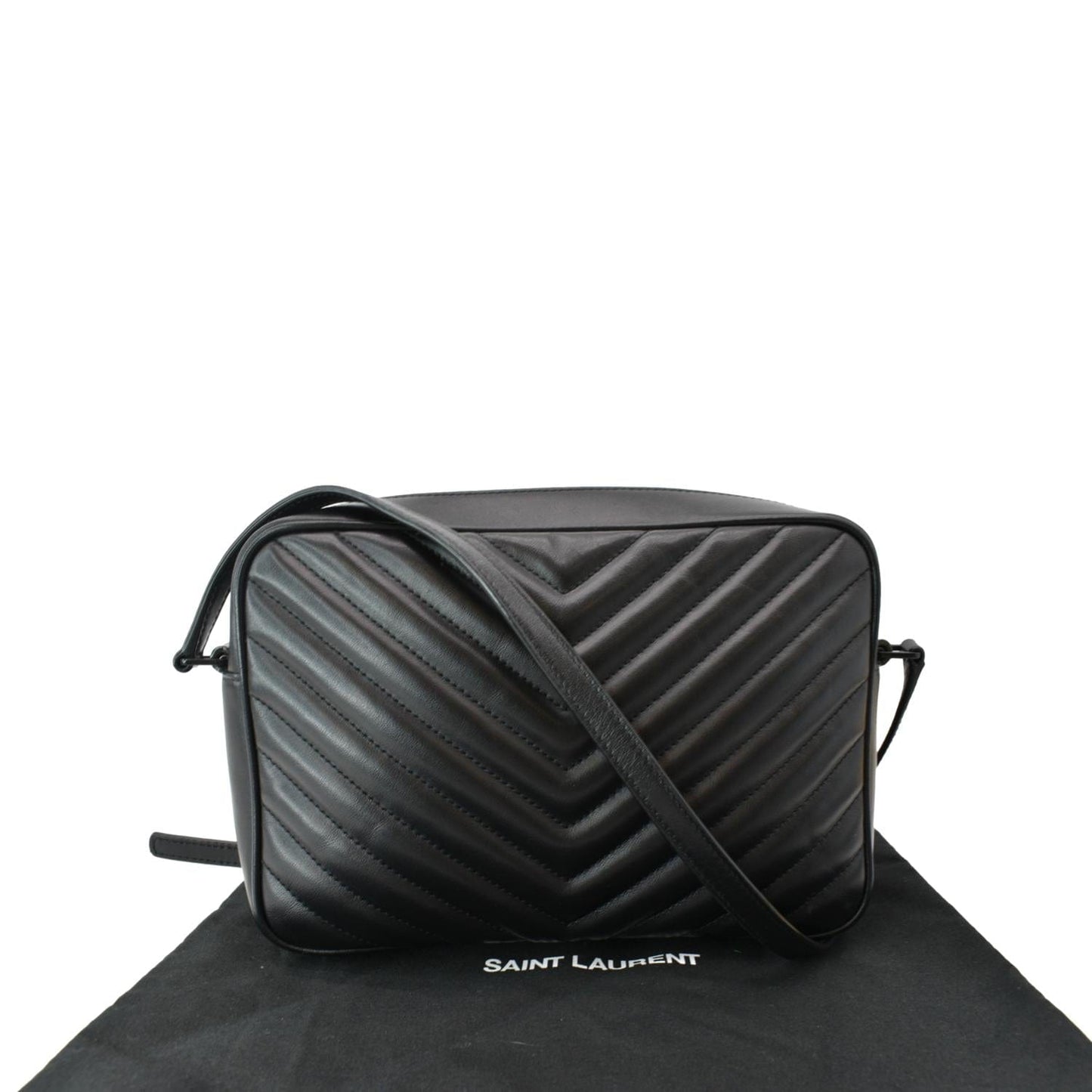 YSL Saint Laurent Yves Lou Chevron Camera Crossbody Bag Leather Black Camera Bag 2
