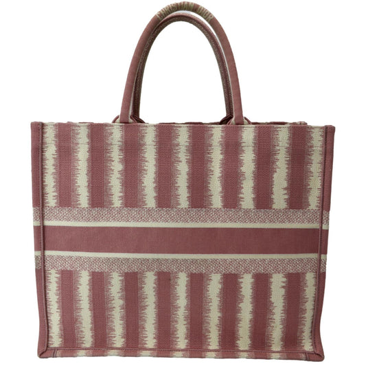 Dior Book Stripe Embroidered Tote Bag Canvas