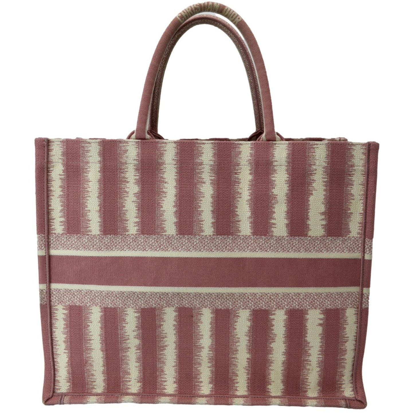 Dior Book Stripe Tote Bag Canvas Pink Embroidered