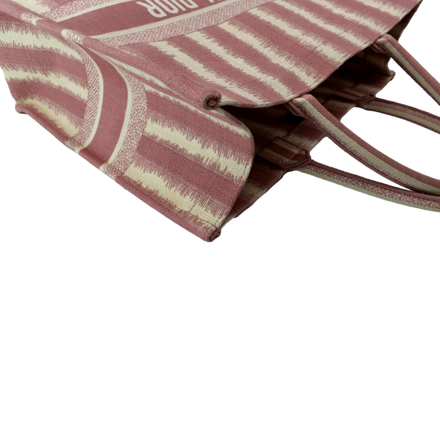 Dior Book Stripe Tote Bag Canvas Pink Embroidered