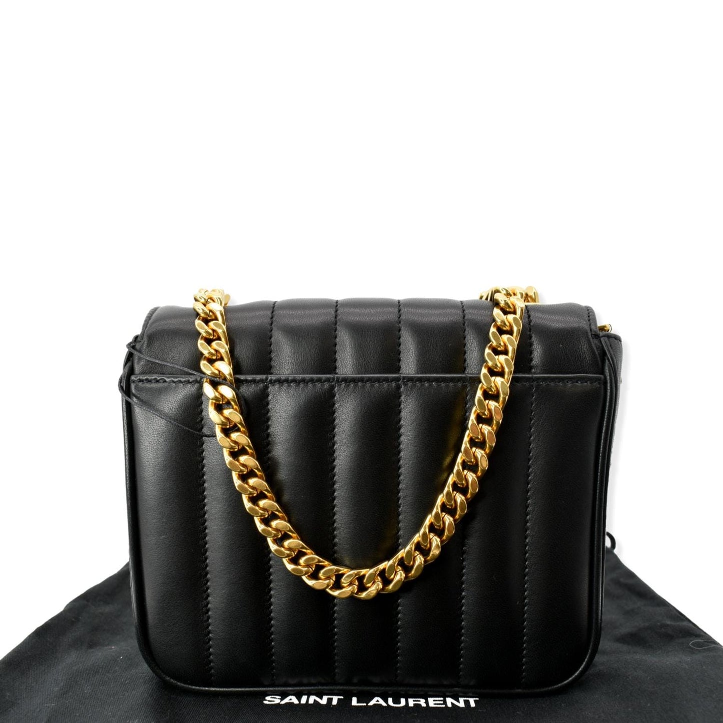 YSL Saint Laurent Yves Vicky Crossbody Bag Leather Monogram Black