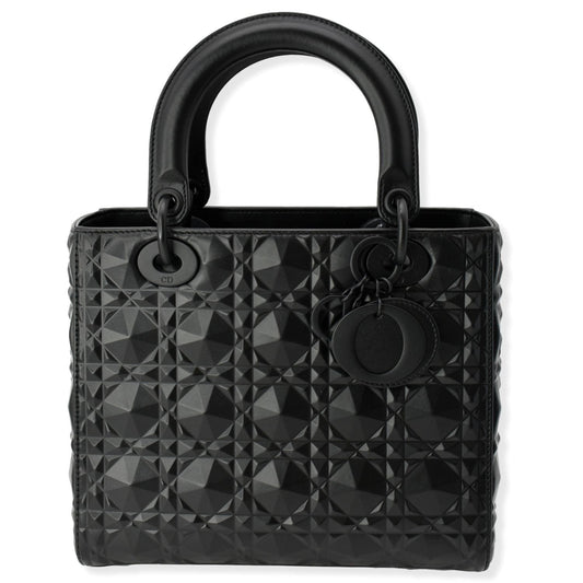 Dior Lady Cannage Calfskin Shoulder Bag Black Medium