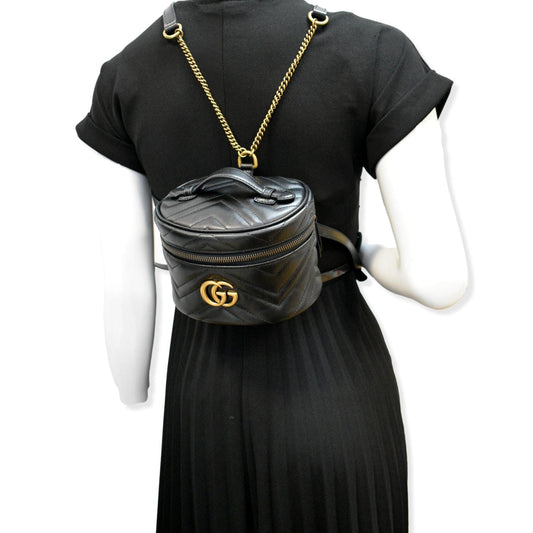 Gucci Marmont Backpack Bag Leather Black