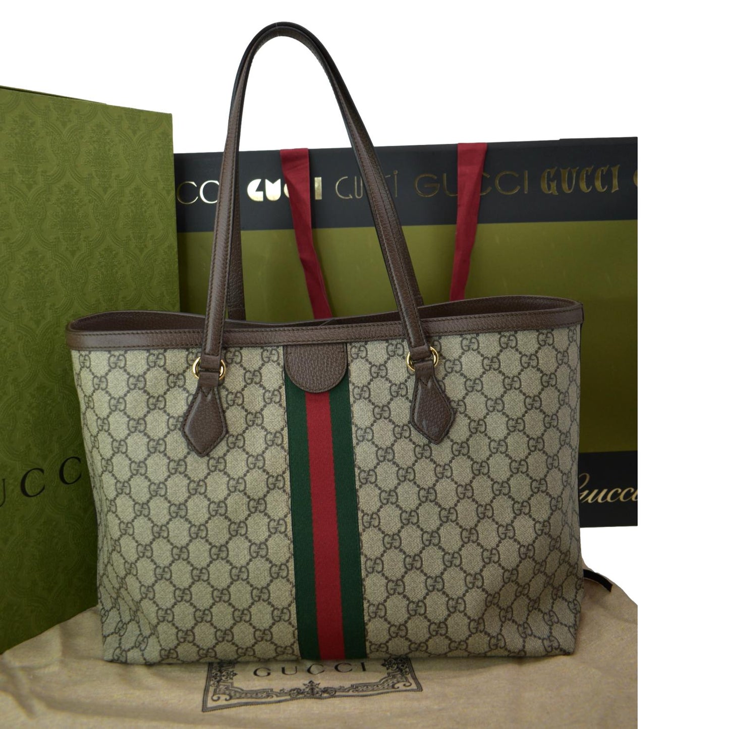 Gucci Ophidia Supreme Tote Bag Canvas Beige Medium 631685