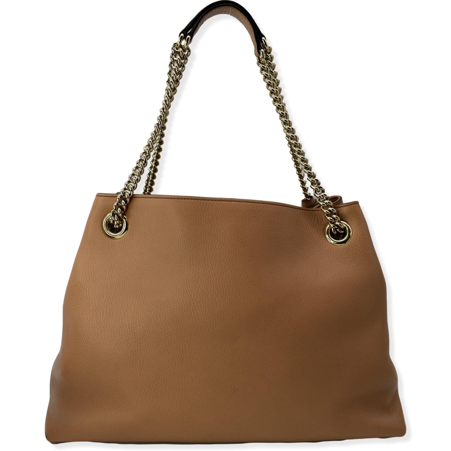 Gucci Soho Pebbled Shoulder Bag Leather Beige Leather Chain