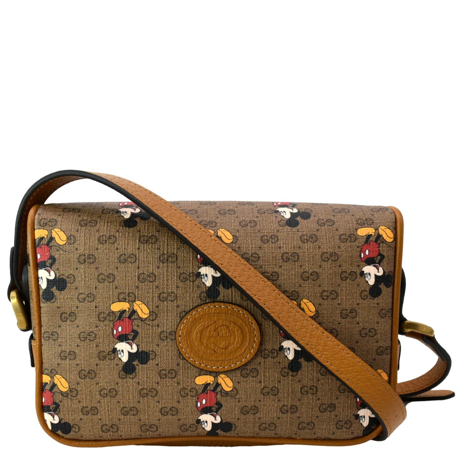 Gucci Disney Mickey Mo Supreme Coated Crossbody Bag Canvas Brown Mo 602536