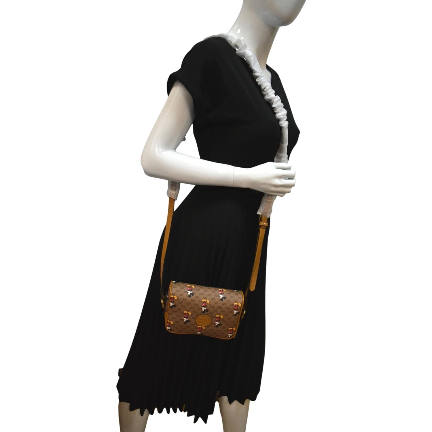 Gucci Disney Mickey Mo Supreme Coated Crossbody Bag Canvas Brown Mo 602536