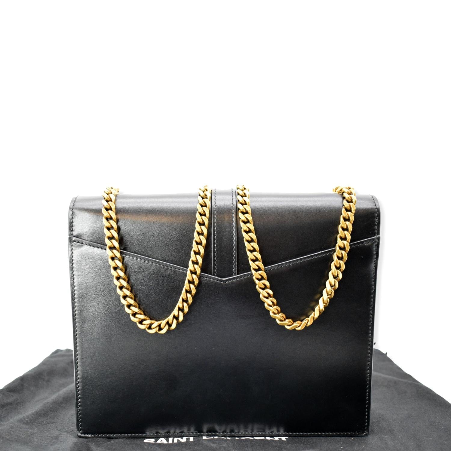 YSL Saint Laurent Yves Sulpice Clasp Shoulder Bag Monogram Black Medium