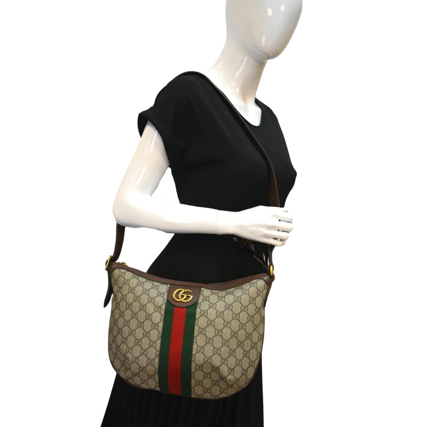 Gucci Ophidia Supreme Shoulder Bag Canvas Beige