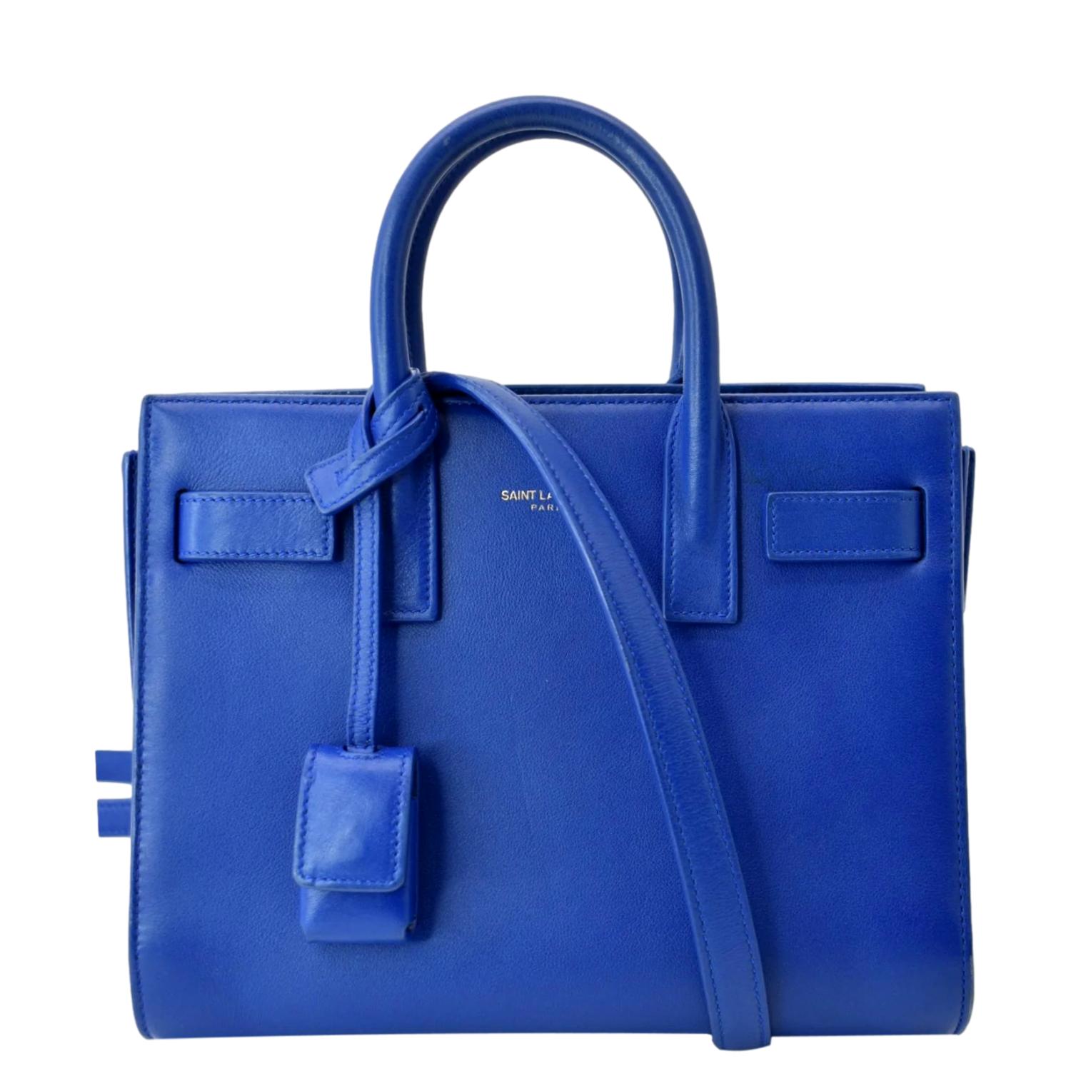 YSL Saint Laurent Yves Sac De Jour Shoulder Bag Leather Blue Sac De Jour