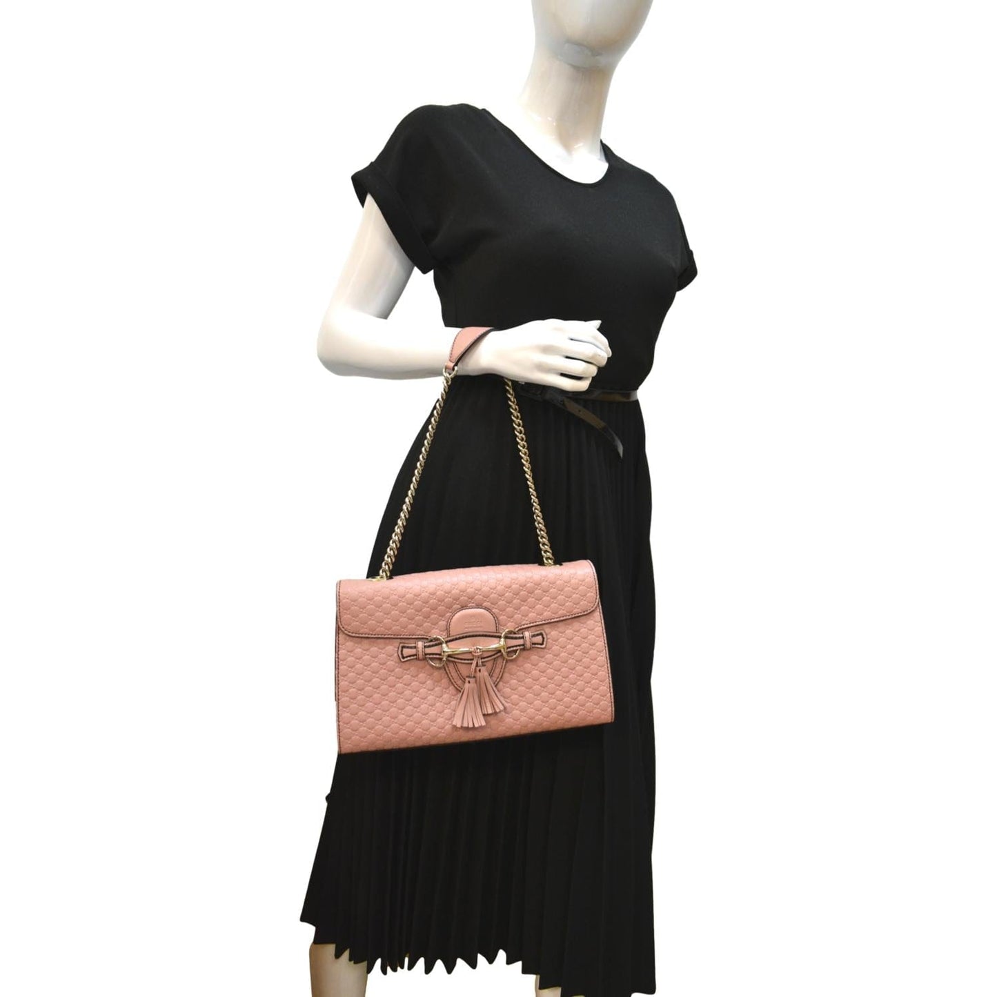 Gucci Emily ssima Chain Shoulder Bag Light Leather Pink
