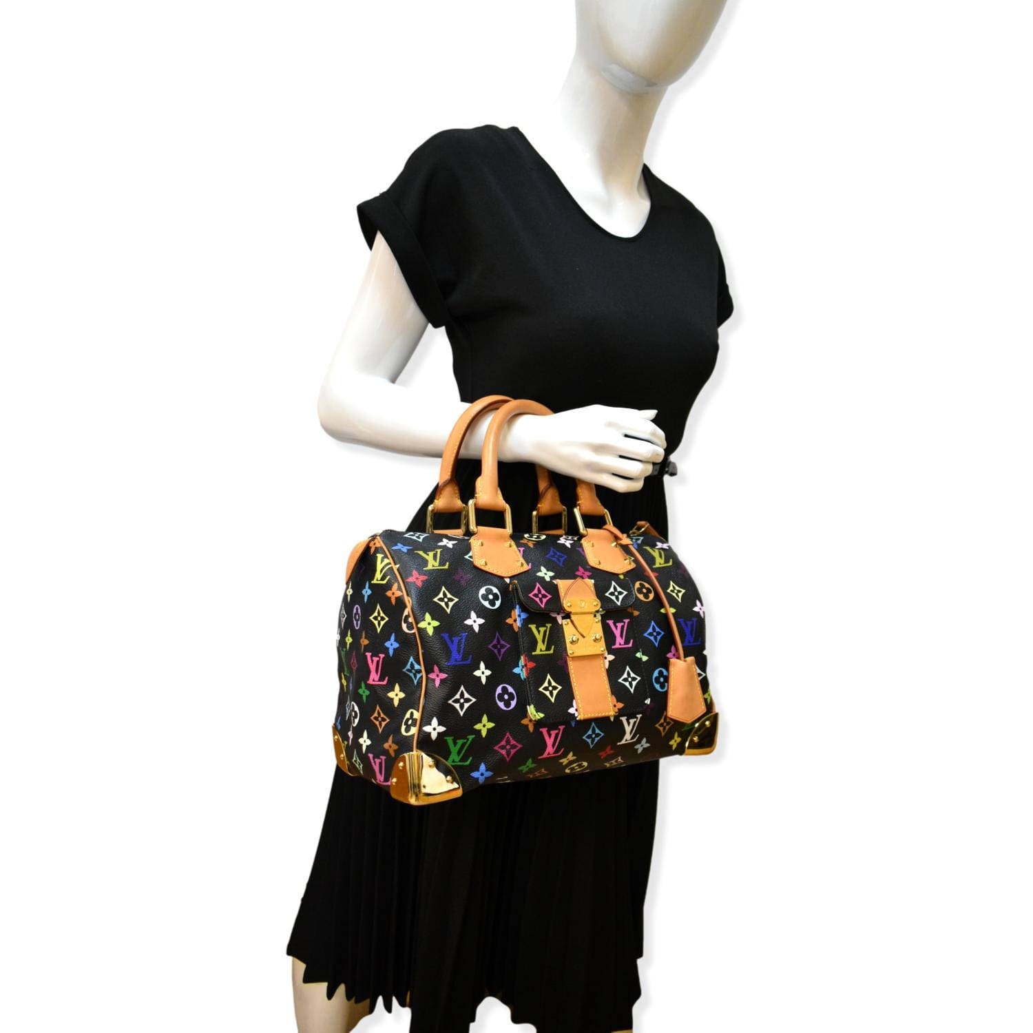 Louis Speedy Multicolor Satchel Bag Canvas Monogram Travel Bag