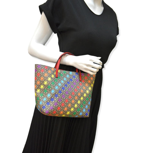Gucci Children Rainbow Star Supreme Tote Bag Multicolor Canvas
