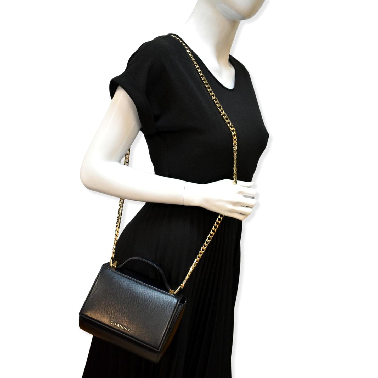 Givenchy Pandora Box Chain Crossbody Bag Leather Black