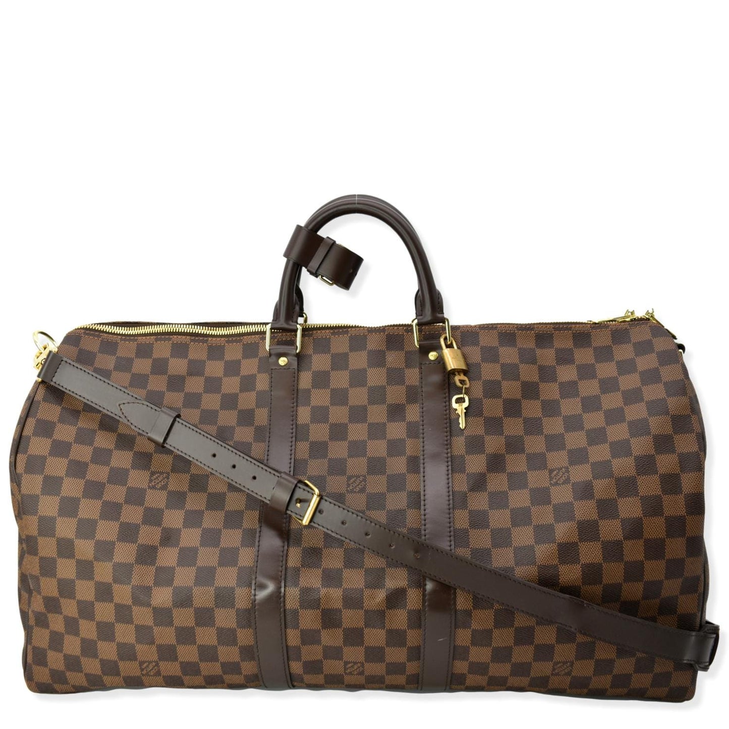 Louis Keepall Bandouliere Damier Ebene Travel Bag Brown
