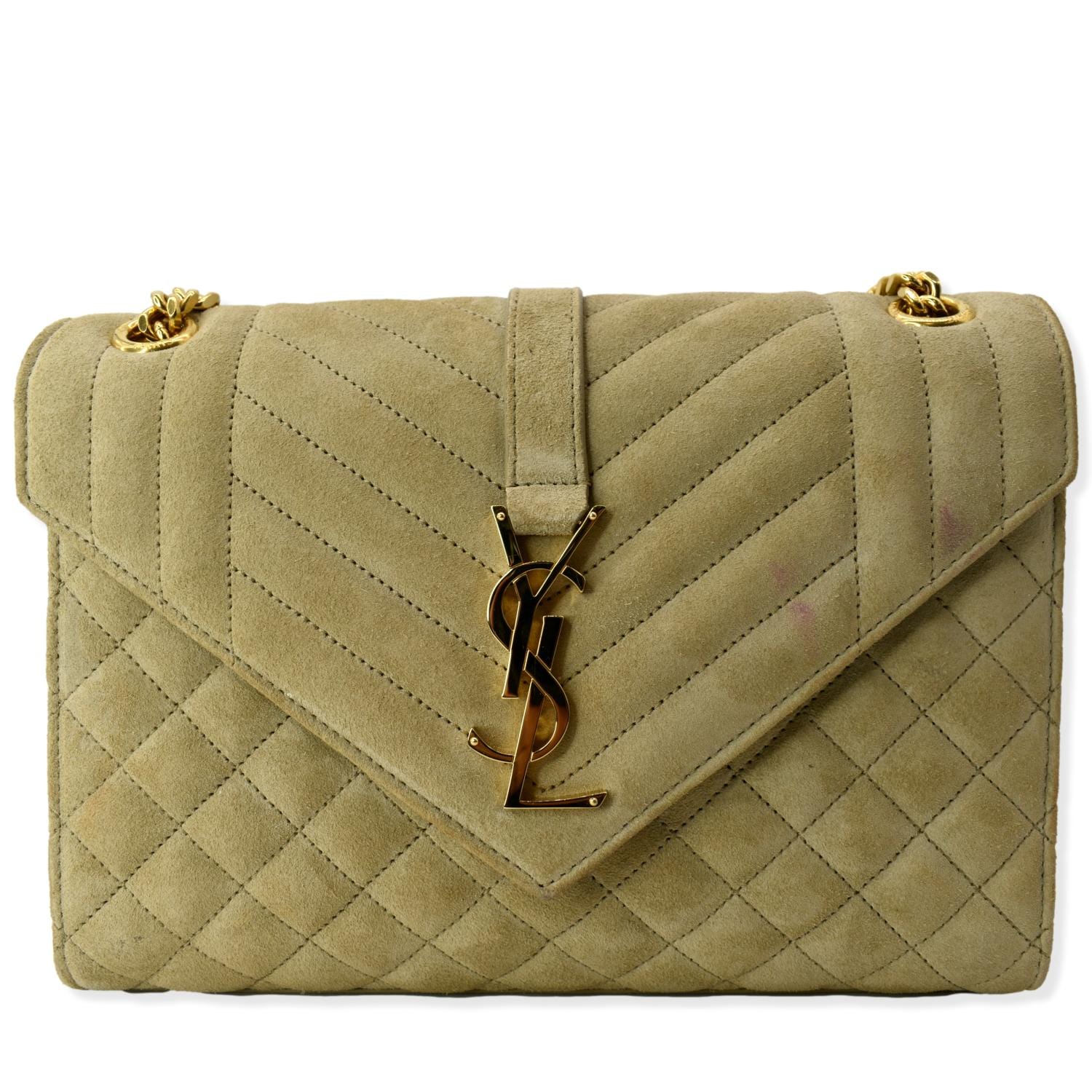 YSL Saint Laurent Saint Medium Envelope Crossbody Bag Suede Matelasse