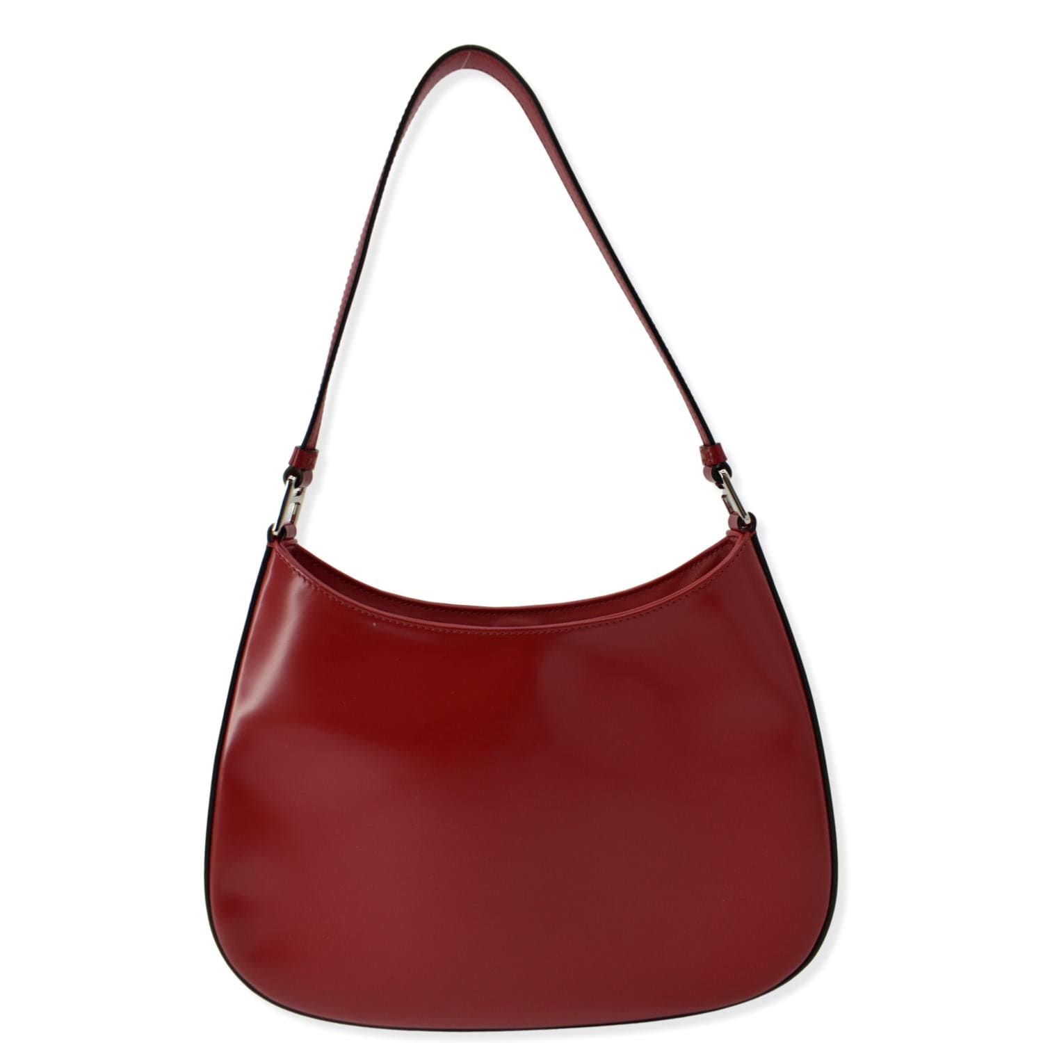 Prada Cleo Brushed Shoulder Bag Scarlet Leather