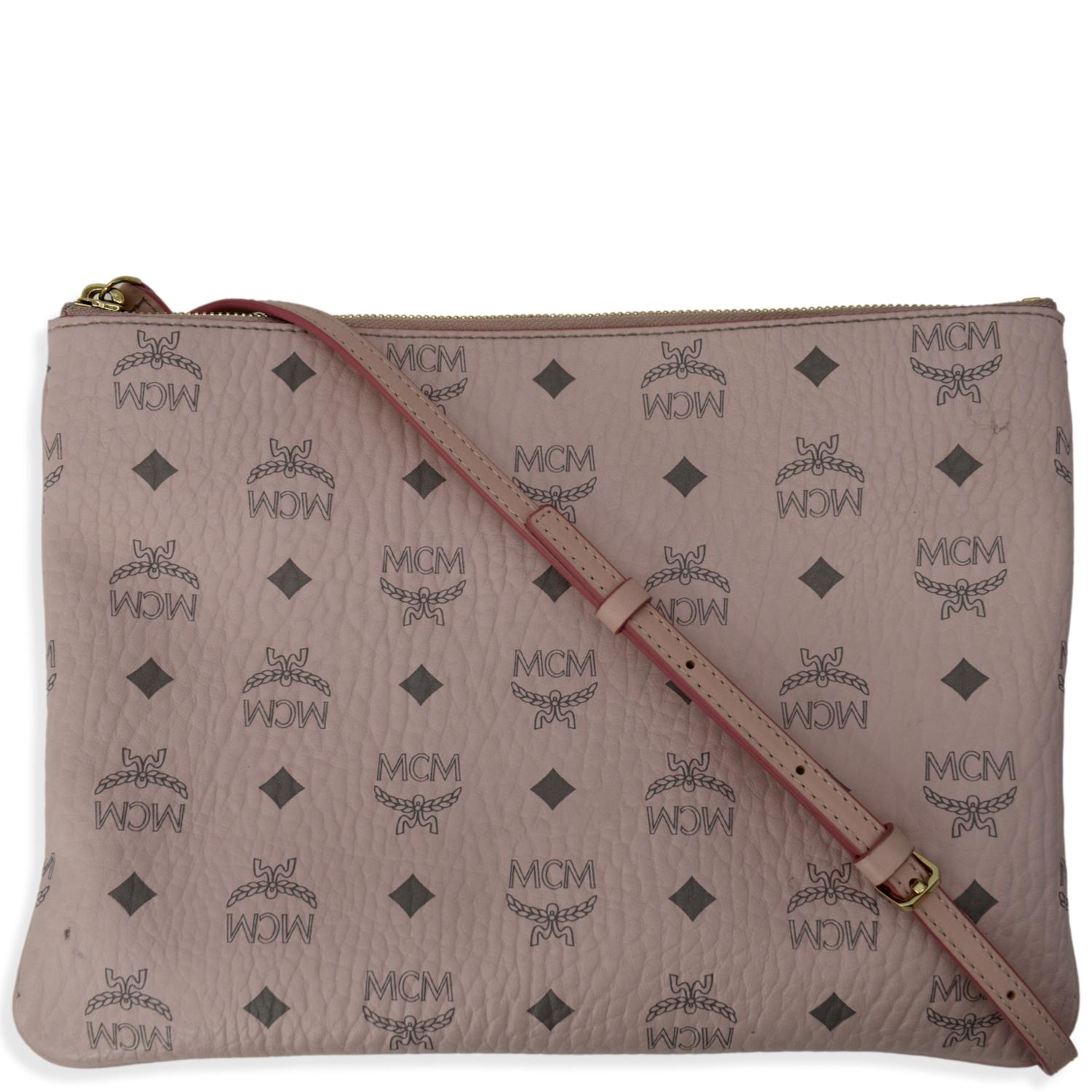 MCM Visetos Crossbody Pouch Canvas Pink Crossbody Bag