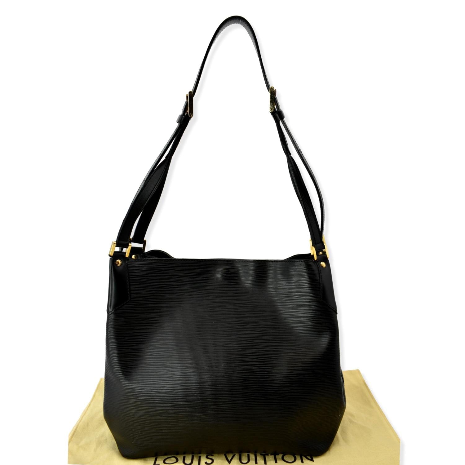 Louis Mandara Mm Epi Shoulder Bag Leather Black