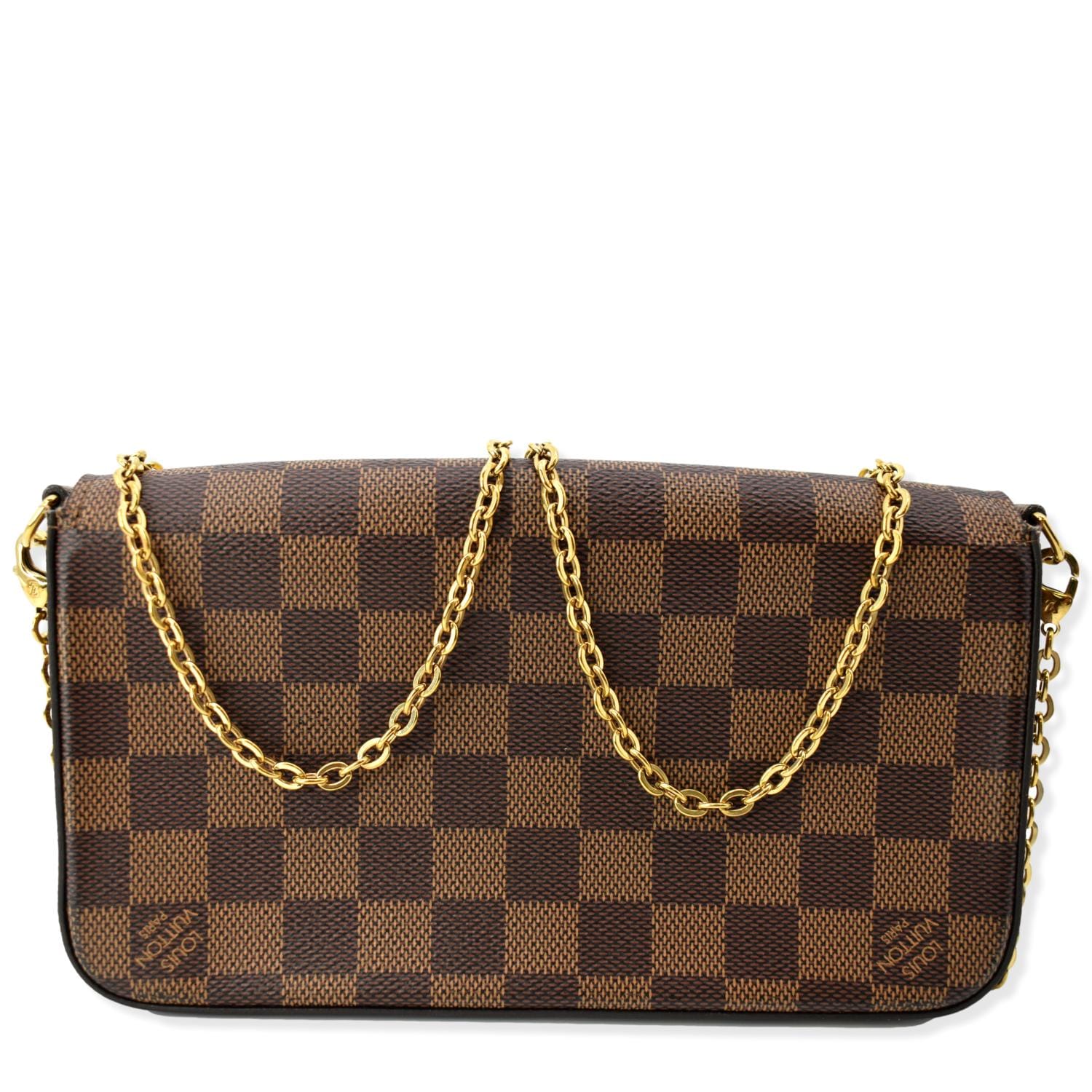 Louis Felicie Damier Ebene Pochette Crossbody Bag Brown
