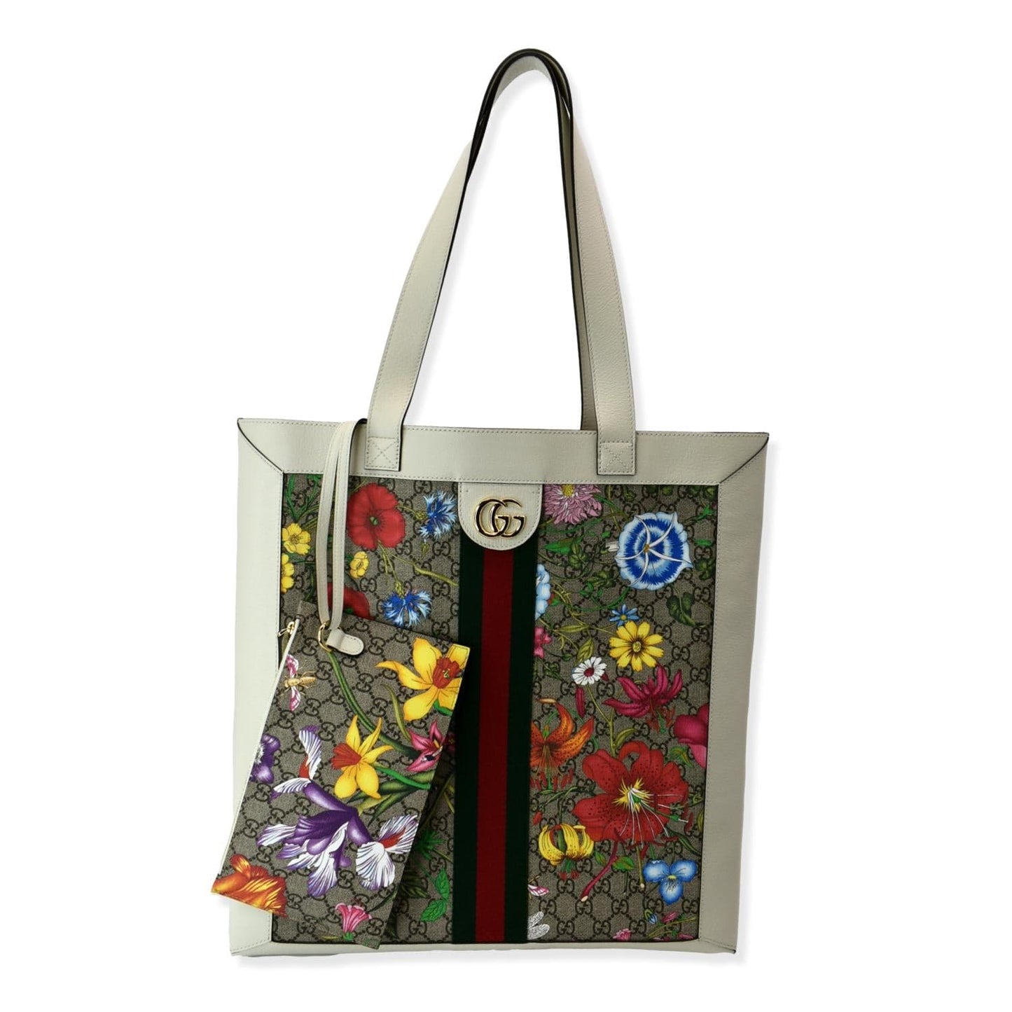 Gucci Ophidia Flora Vertical Shopping Tote Bag White