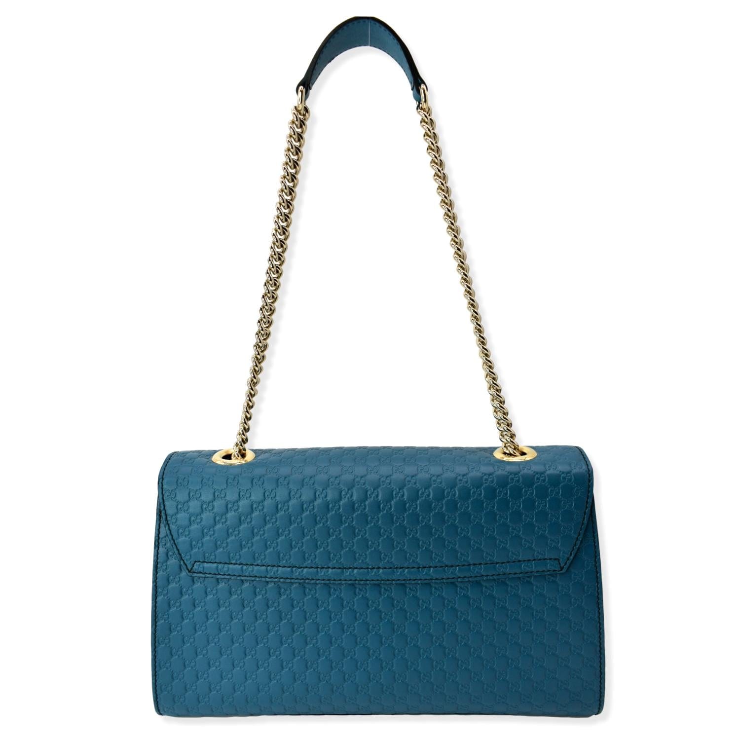 Gucci Emily ssima Shoulder Bag Teal Leather Medium