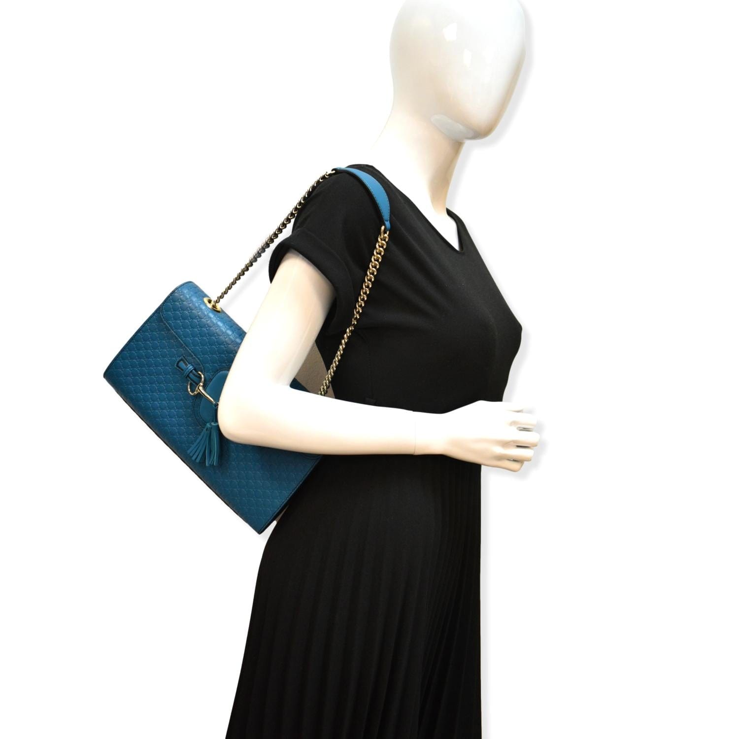 Gucci Emily ssima Shoulder Bag Teal Leather Medium