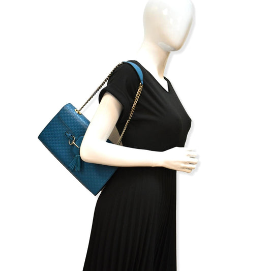 Gucci Emily ssima Shoulder Bag Teal Leather Medium