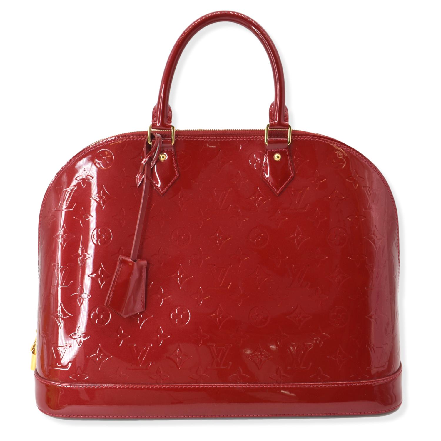 Louis Alma Gm Vernis Satchel Bag Monogram Red Travel Bag