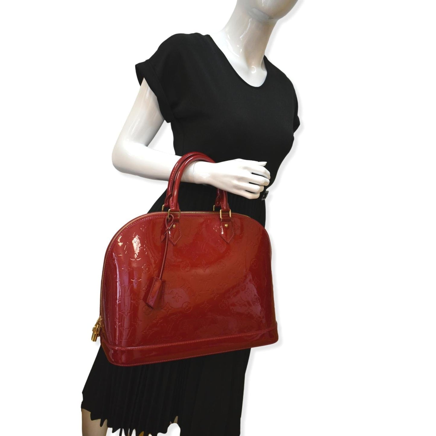 Louis Alma Gm Vernis Satchel Bag Monogram Red Travel Bag