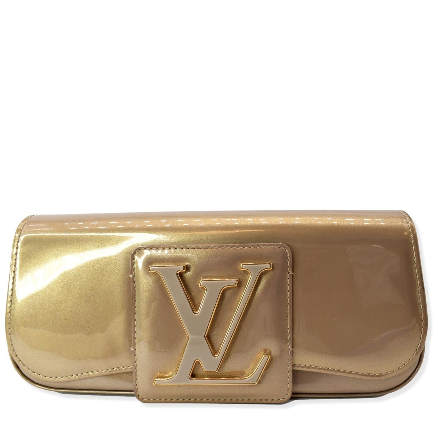 Louis Sobe Pochette Vernis Clutch Bag Bronze Leather