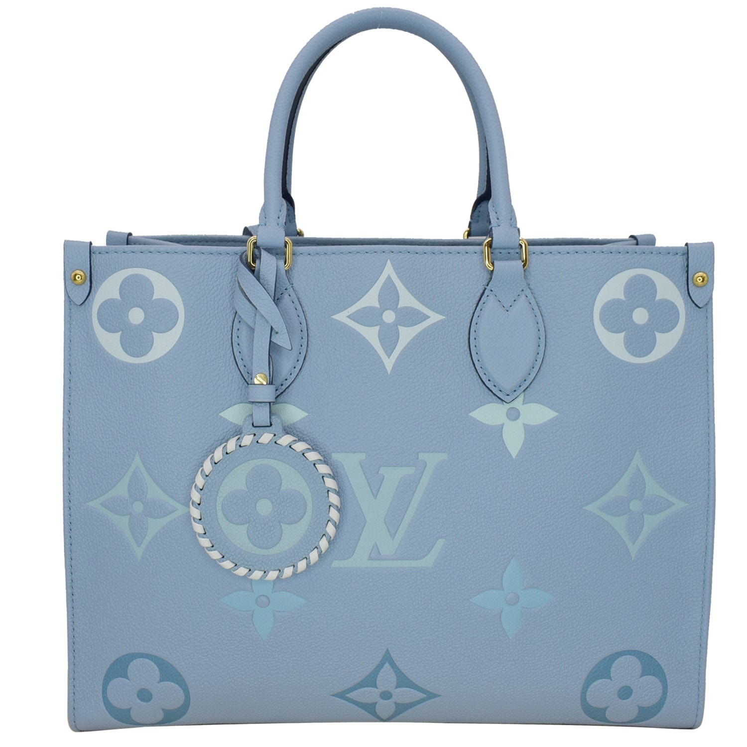 Louis Onthego Mm Giant Empreinte Tote Shoulder Monogram Blue Shoulder Bag