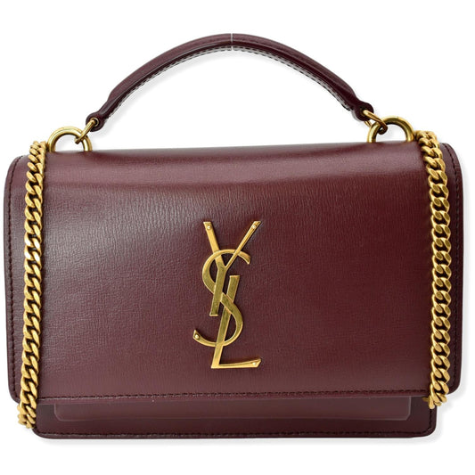 YSL Saint Laurent Yves Sunset Crossbody Bag Rouge Legion Leather Mini