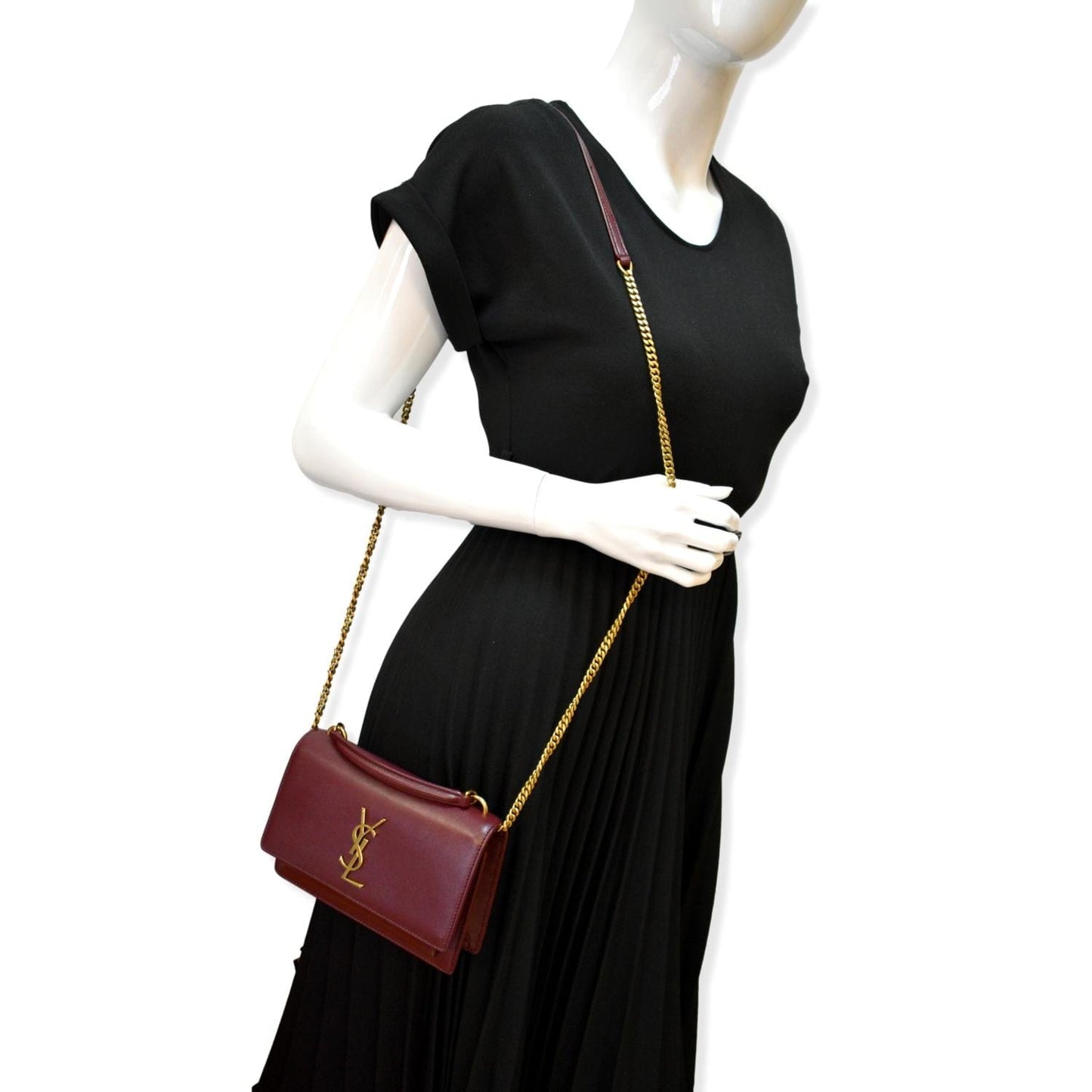 YSL Saint Laurent Yves Sunset Crossbody Bag Rouge Legion Leather Mini