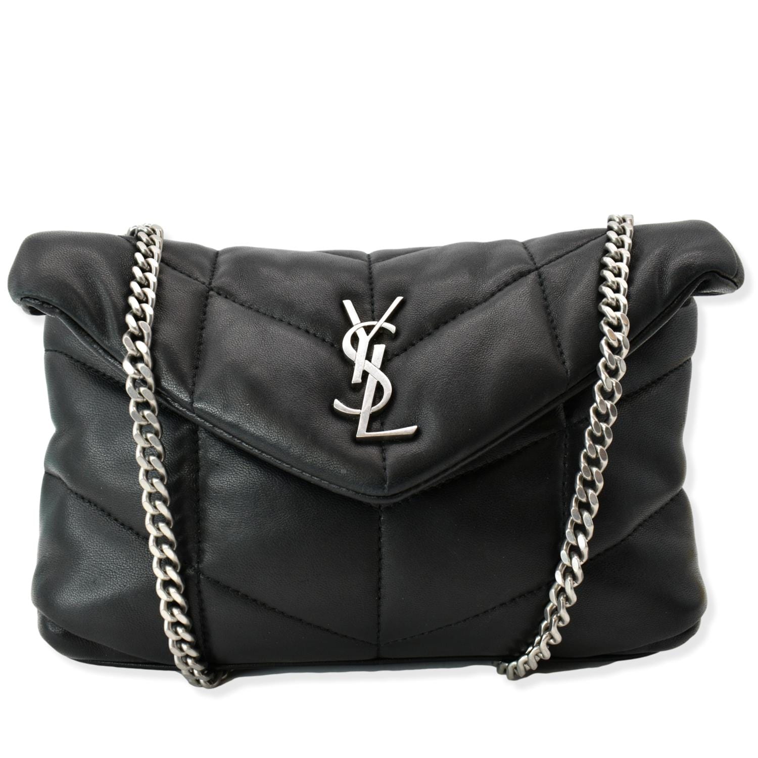 YSL Saint Laurent Yves Loulou Puffer Crossbody Bag Hot Deals Leather Black Mini