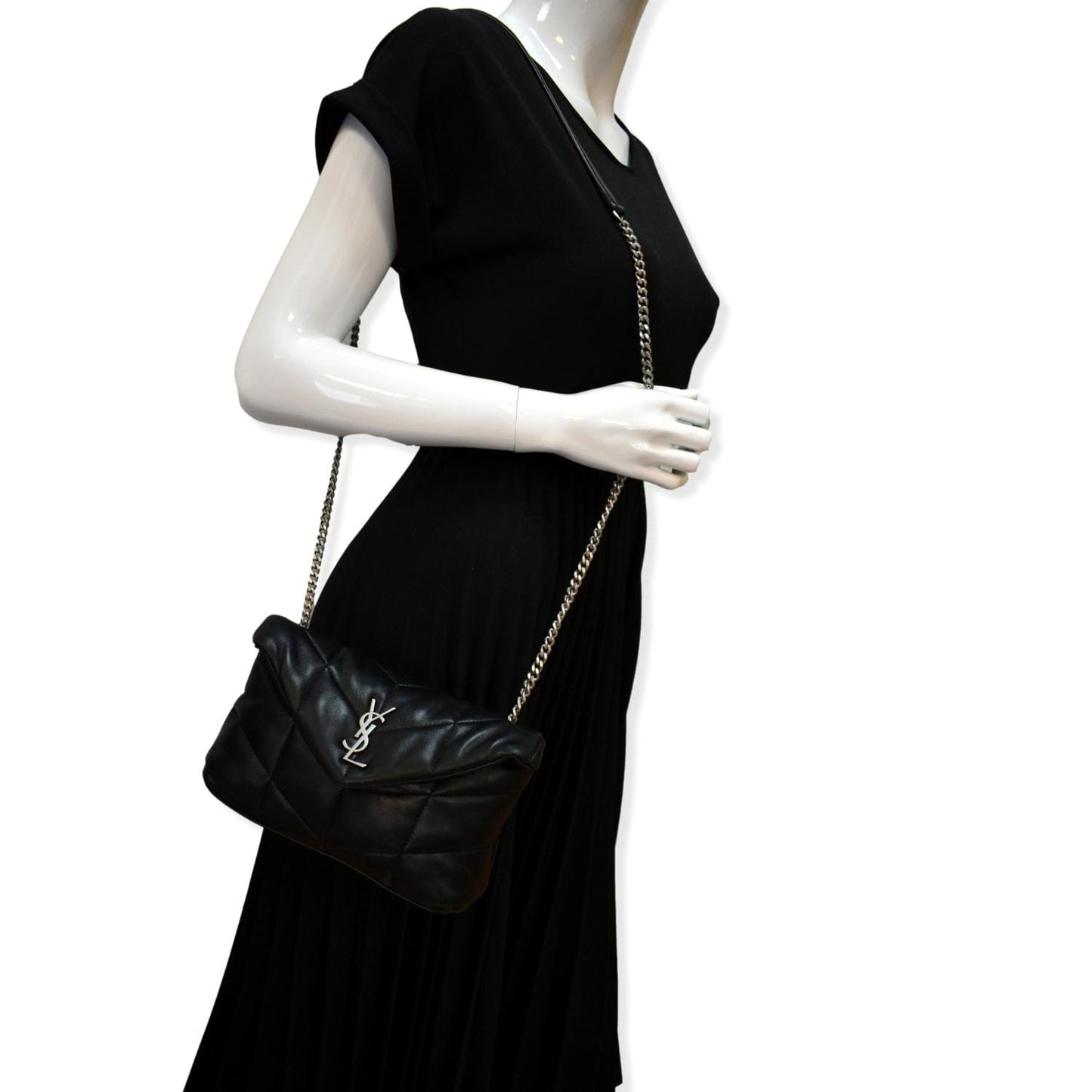 YSL Saint Laurent Yves Loulou Puffer Crossbody Bag Hot Deals Leather Black Mini