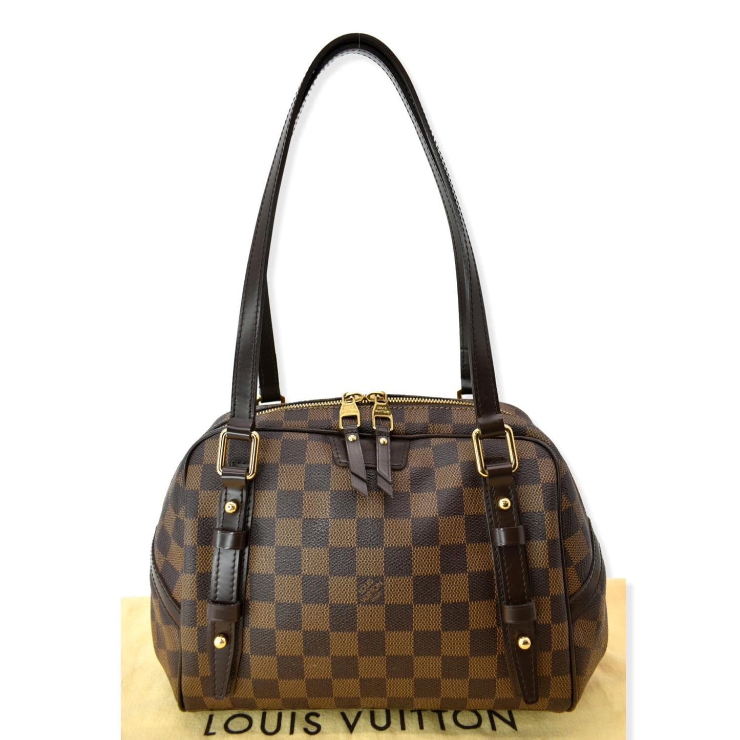 Louis Rivington Pm Damier Ebene Shoulder Bag Brown