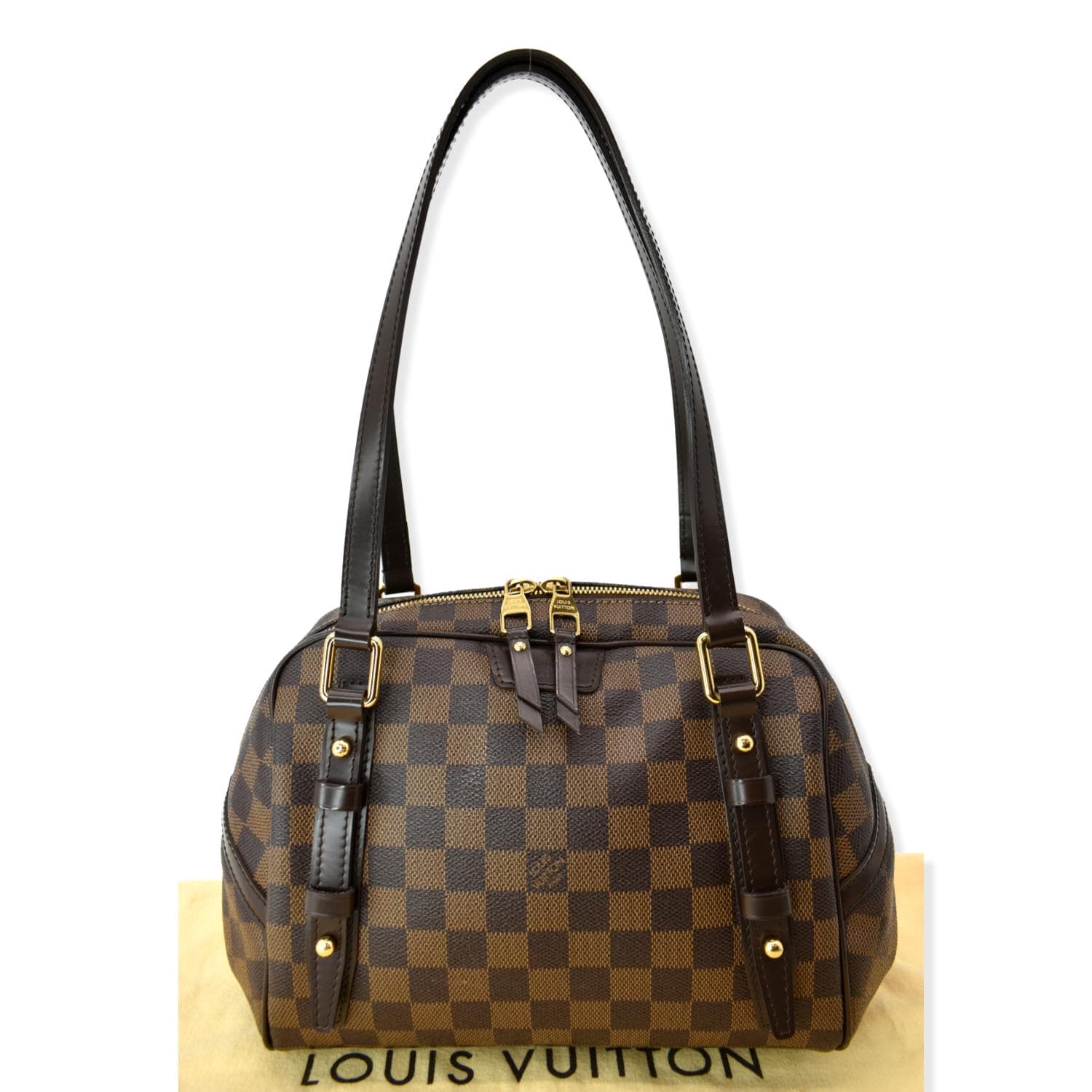 Louis Rivington Pm Damier Ebene Shoulder Bag Brown