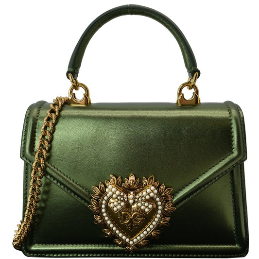 Dolce & Devotion Nappa Mordore Top Handle Leather Green Shoulder Bag