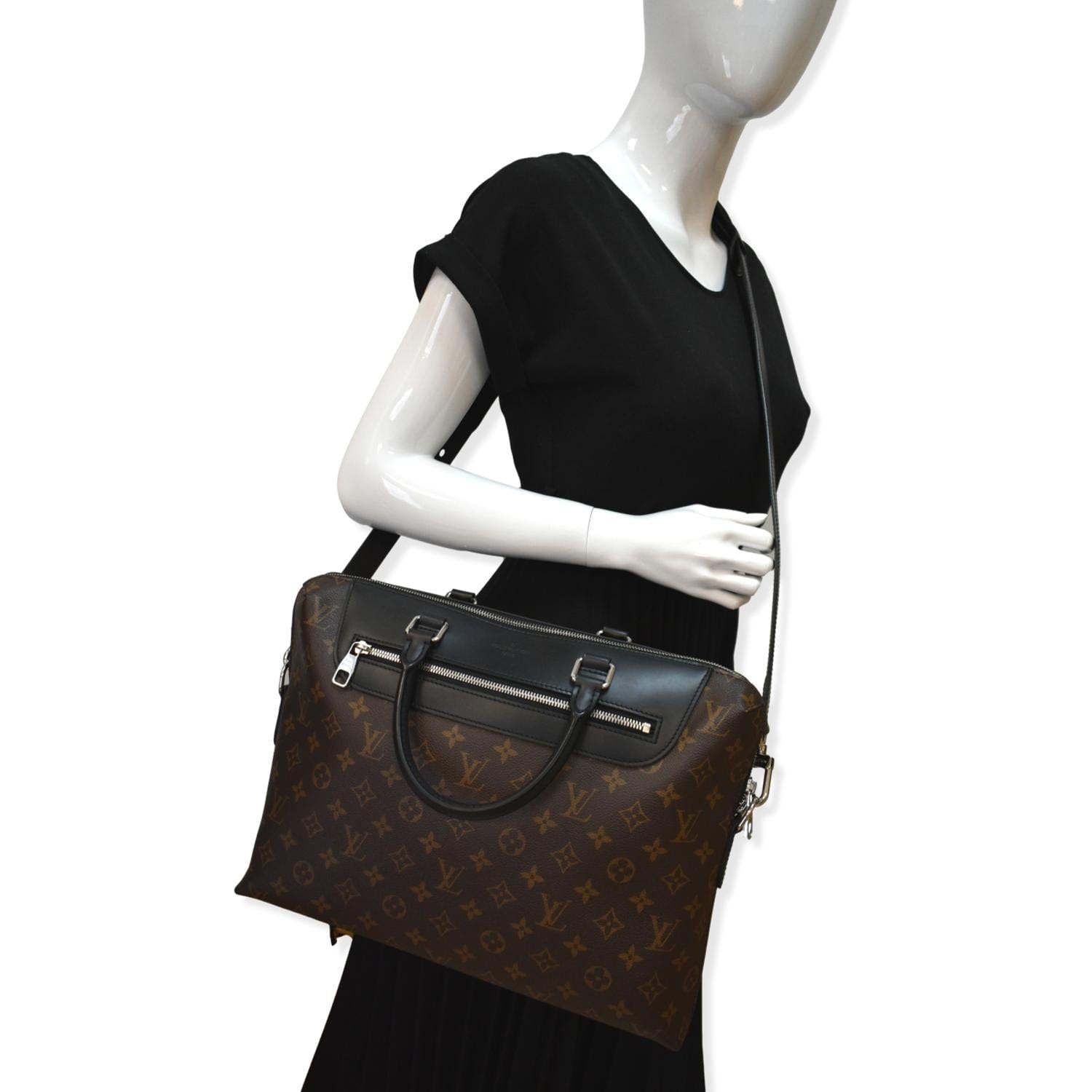 Louis Porte Documents Jour Macassar Briefcase Bag Monogram Crossbody Bag