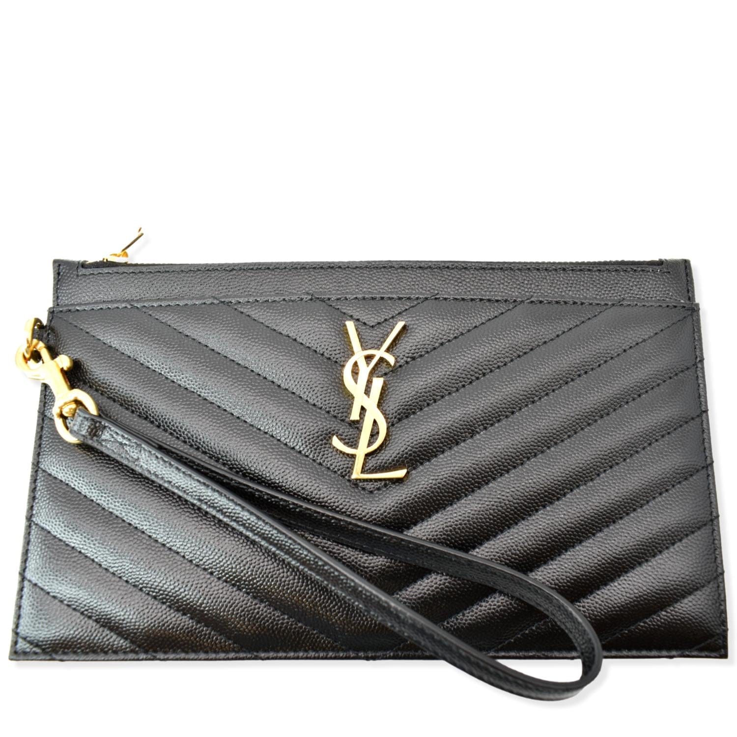 YSL Saint Laurent Saint Large Bill Pouch Travel Bag Matelasse Monogram