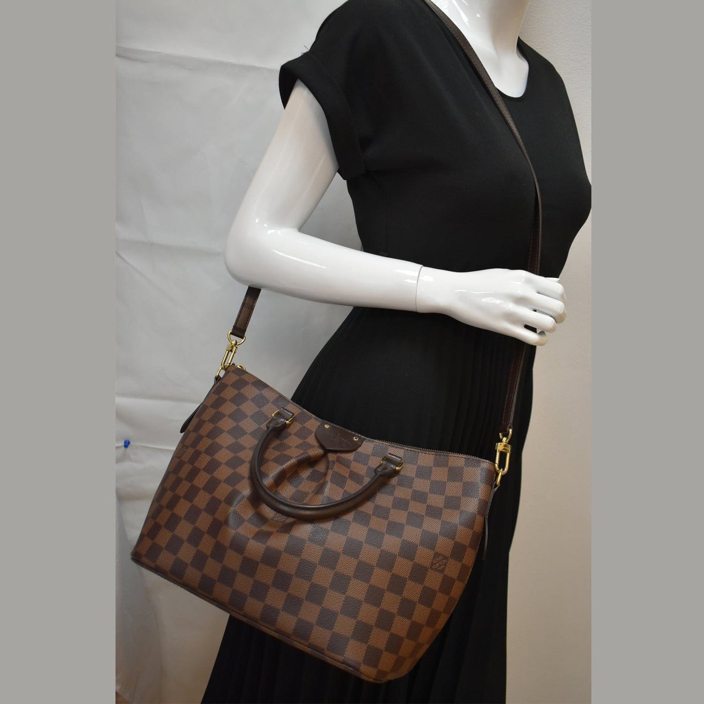 Louis Siena Pm Damier Ebene Shoulder Bag Brown