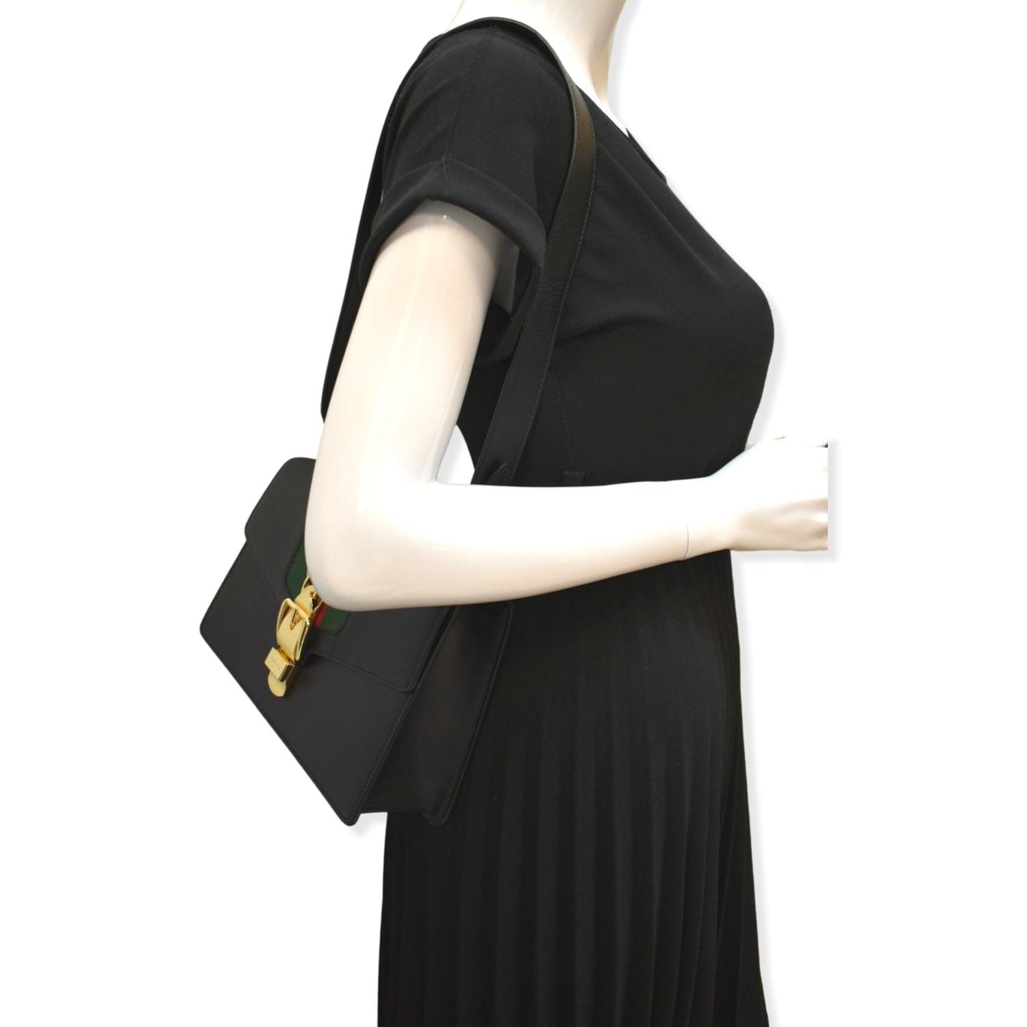 Gucci Sylvie Shoulder Bag Leather Black
