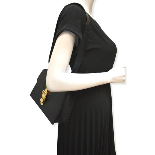 Gucci Sylvie Shoulder Bag Leather Black