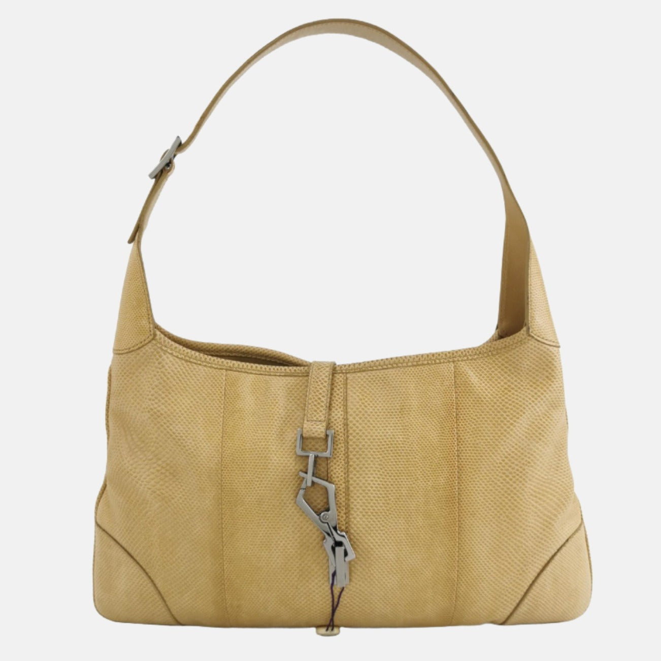 Gucci Jackie Yellow Exotic Lizard-skin Leather Gold Shoulder Bag