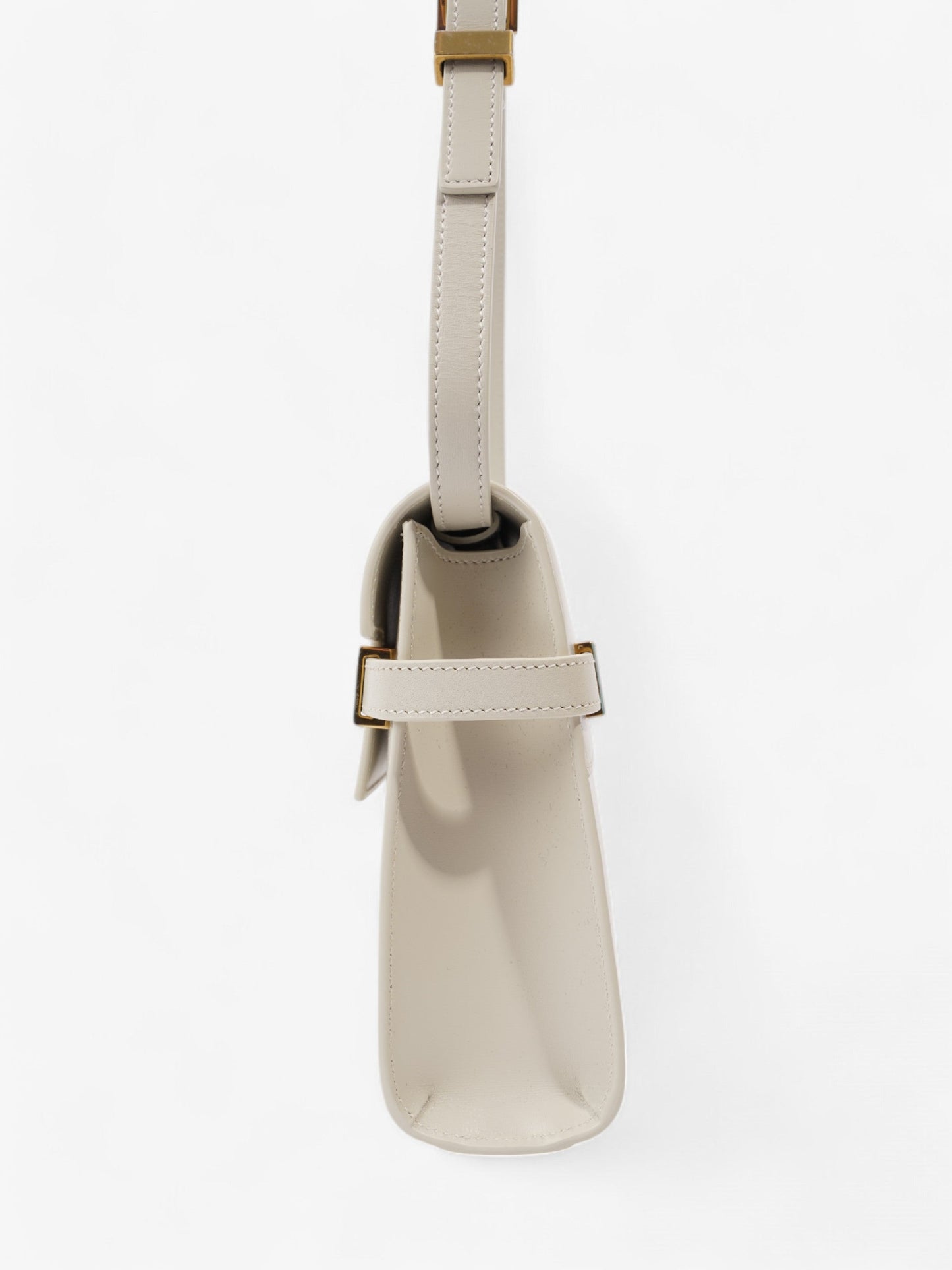 YSL Saint Laurent Manhattan Blanc Calfskin Shoulder Bag Leather Small