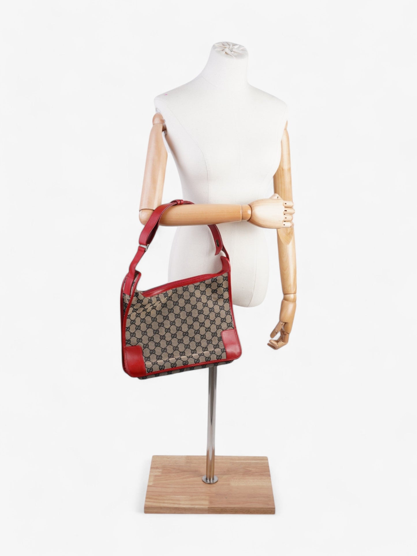 Gucci Shoulder Bag Supreme Canvas Beige Red Canvas