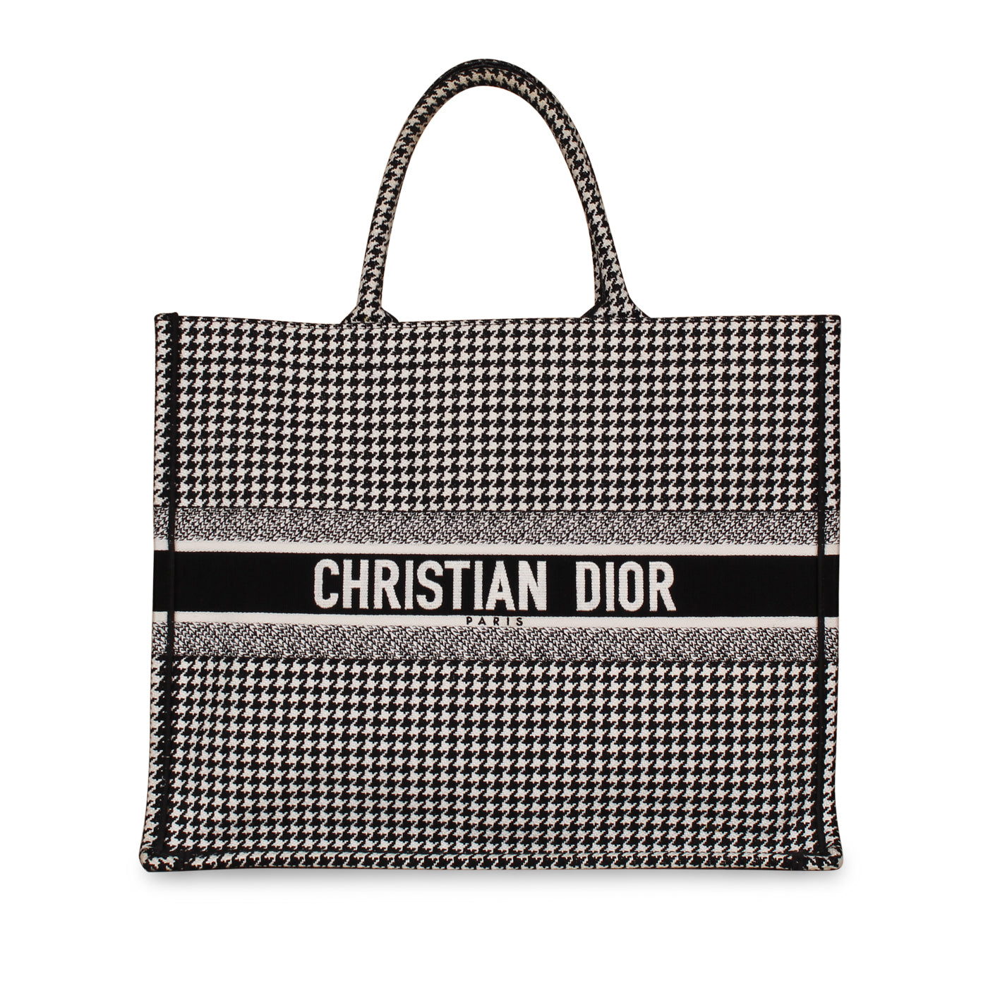 Dior Christian Book Tote Houndstooth Large Tote Bag