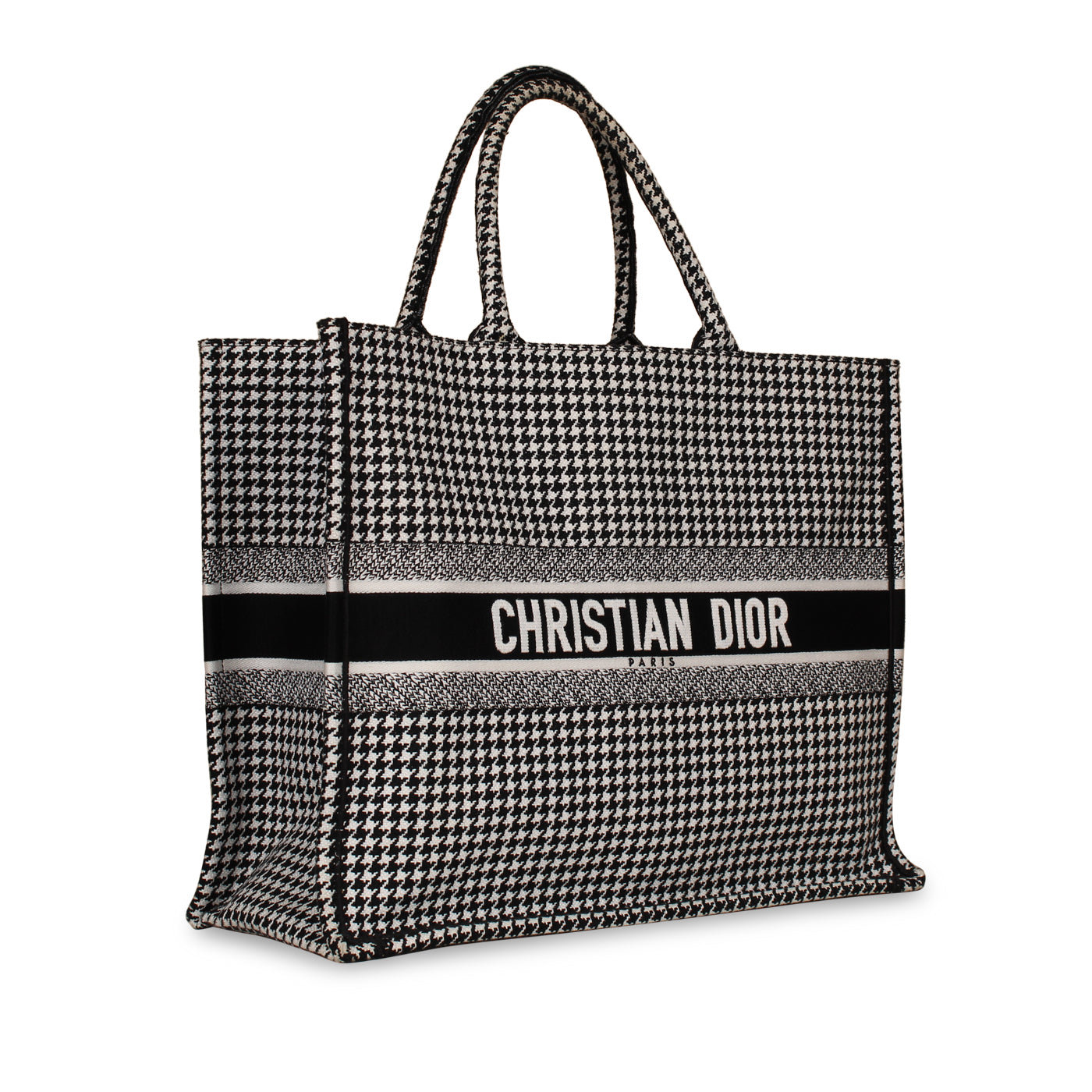 Dior Christian Book Tote Houndstooth Large Tote Bag